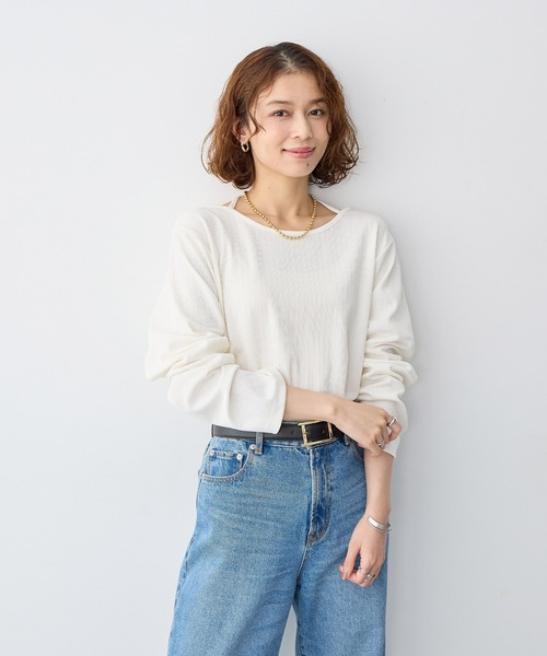 anyfee(エニフィー)の「【anyfee/大きいサイズ】ホルターネック長袖トップス(Tシャツ/カットソー・レディース・ホワイト/ブラック・LL/3L/4L/5L)」の17枚目の写真