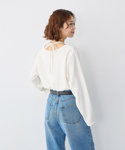 anyfee(エニフィー)の「【anyfee/大きいサイズ】ホルターネック長袖トップス(Tシャツ/カットソー・レディース・ホワイト/ブラック・LL/3L/4L/5L)」の12枚目の写真