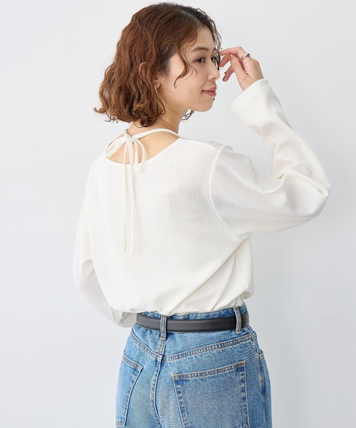 anyfee(エニフィー)の「【anyfee/大きいサイズ】ホルターネック長袖トップス(Tシャツ/カットソー・レディース・ホワイト/ブラック・LL/3L/4L/5L)」の7枚目の写真