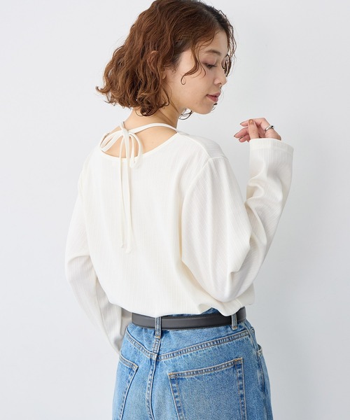 anyfee(エニフィー)の「【anyfee/大きいサイズ】ホルターネック長袖トップス(Tシャツ/カットソー・レディース・ホワイト/ブラック・LL/3L/4L/5L)」の8枚目の写真