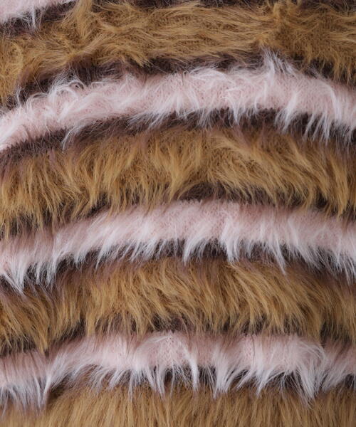 FREE'S MART(フリーズマート)の「◆シャギーボーダークロップドニット(ニット/セーター・レディース・ベージュ/ボルドー/ブラウン・FREE)」の9枚目の写真