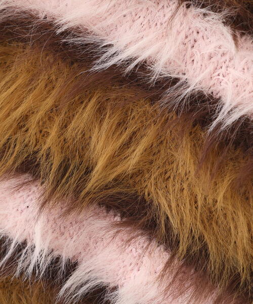 FREE'S MART(フリーズマート)の「◆シャギーボーダークロップドニット(ニット/セーター・レディース・ベージュ/ボルドー/ブラウン・FREE)」の10枚目の写真