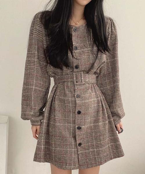 FREE STYLISTS(フリー スタイリスト)の「YUGA_YGMC Check pattern dress(ワンピース・レディース・ベージュ/ブラック・FREE)」の2枚目の写真