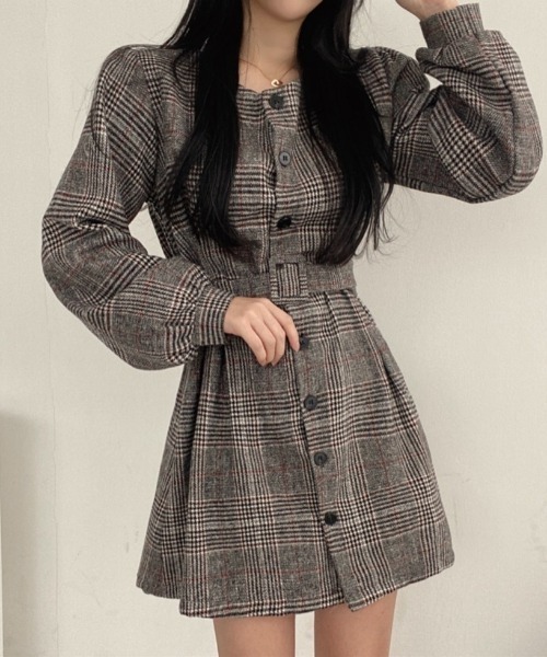 FREE STYLISTS(フリー スタイリスト)の「YUGA_YGMC Check pattern dress(ワンピース・レディース・ベージュ/ブラック・FREE)」の1枚目の写真