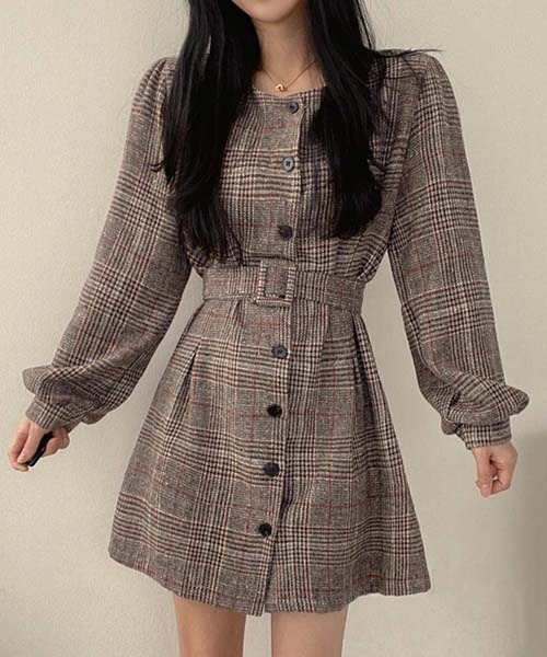 FREE STYLISTS(フリー スタイリスト)の「YUGA_YGMC Check pattern dress(ワンピース・レディース・ベージュ/ブラック・FREE)」の8枚目の写真
