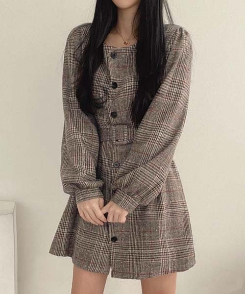 FREE STYLISTS(フリー スタイリスト)の「YUGA_YGMC Check pattern dress(ワンピース・レディース・ベージュ/ブラック・FREE)」の7枚目の写真