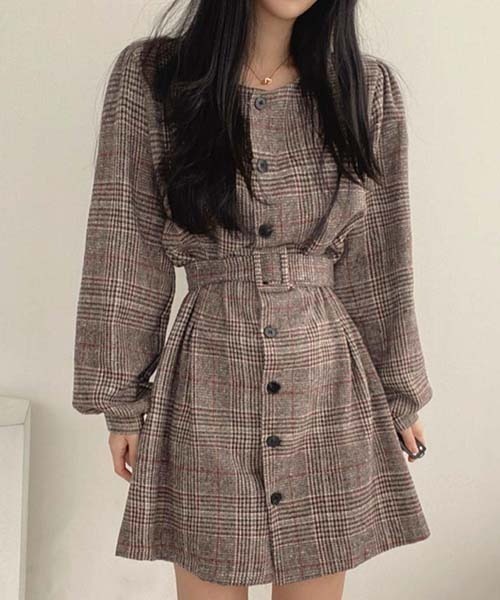 FREE STYLISTS(フリー スタイリスト)の「YUGA_YGMC Check pattern dress(ワンピース・レディース・ベージュ/ブラック・FREE)」の6枚目の写真