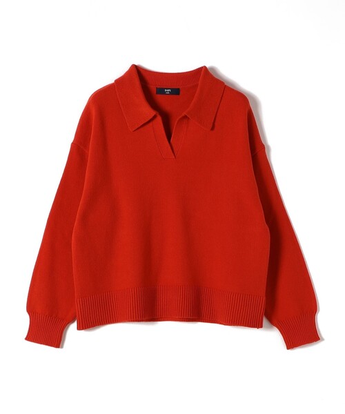 SHIPS Colors(シップス カラーズ)の「SHIPS Colors:〈手洗い可能〉フラッフィー スキッパー ニット◇(ニット/セーター・レディース・オフホワイト/オレンジ/ブラウン・ONE SIZE)」の3枚目の写真