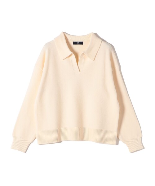 SHIPS Colors(シップス カラーズ)の「SHIPS Colors:〈手洗い可能〉フラッフィー スキッパー ニット◇(ニット/セーター・レディース・オフホワイト/オレンジ/ブラウン・ONE SIZE)」の4枚目の写真