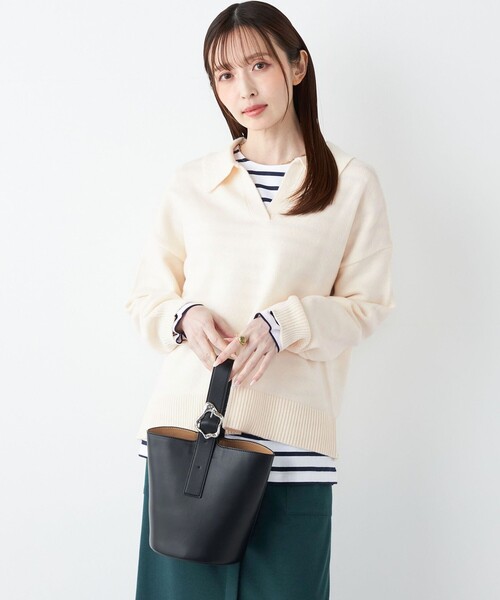 SHIPS Colors(シップス カラーズ)の「SHIPS Colors:〈手洗い可能〉フラッフィー スキッパー ニット◇(ニット/セーター・レディース・オフホワイト/オレンジ/ブラウン・ONE SIZE)」の12枚目の写真