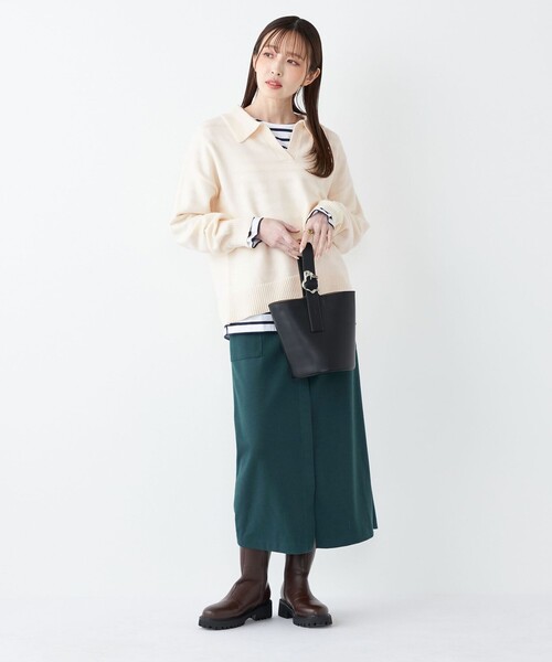 SHIPS Colors(シップス カラーズ)の「SHIPS Colors:〈手洗い可能〉フラッフィー スキッパー ニット◇(ニット/セーター・レディース・オフホワイト/オレンジ/ブラウン・ONE SIZE)」の16枚目の写真