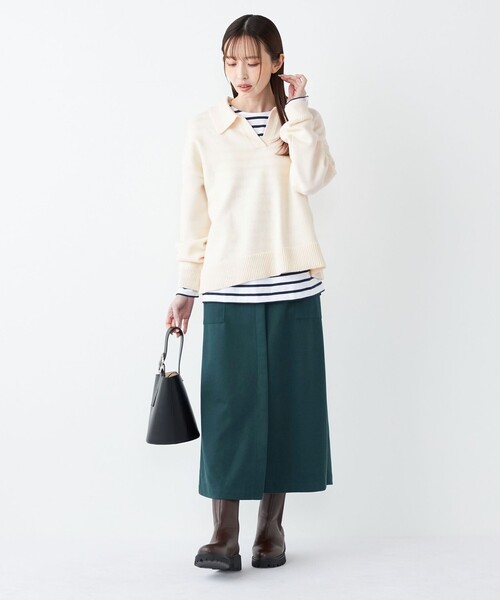 SHIPS Colors(シップス カラーズ)の「SHIPS Colors:〈手洗い可能〉フラッフィー スキッパー ニット◇(ニット/セーター・レディース・オフホワイト/オレンジ/ブラウン・ONE SIZE)」の17枚目の写真