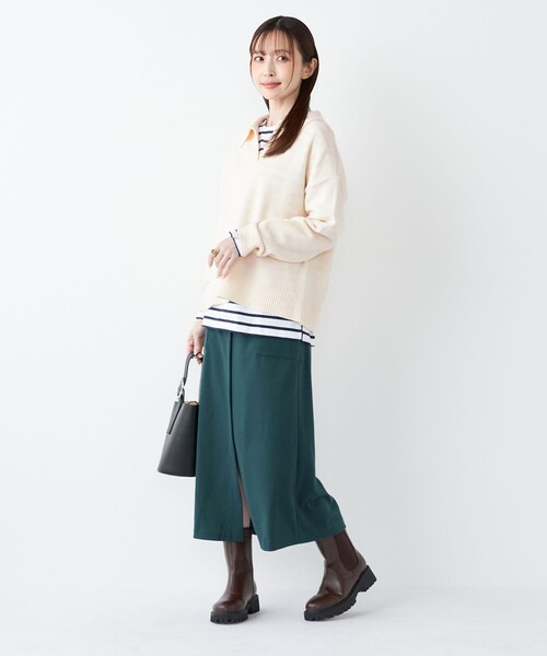 SHIPS Colors(シップス カラーズ)の「SHIPS Colors:〈手洗い可能〉フラッフィー スキッパー ニット◇(ニット/セーター・レディース・オフホワイト/オレンジ/ブラウン・ONE SIZE)」の18枚目の写真