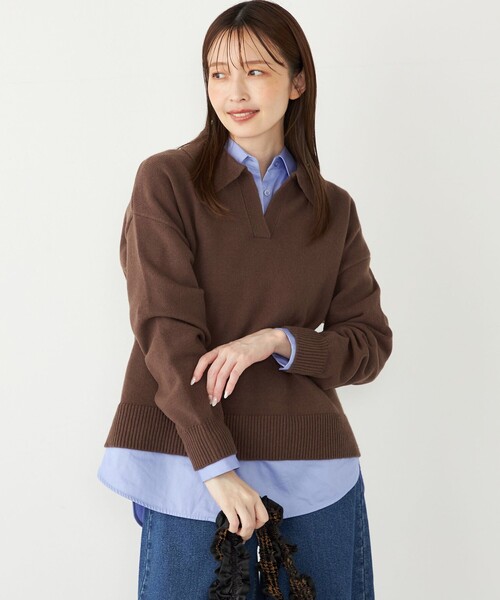 SHIPS Colors(シップス カラーズ)の「SHIPS Colors:〈手洗い可能〉フラッフィー スキッパー ニット◇(ニット/セーター・レディース・オフホワイト/オレンジ/ブラウン・ONE SIZE)」の19枚目の写真