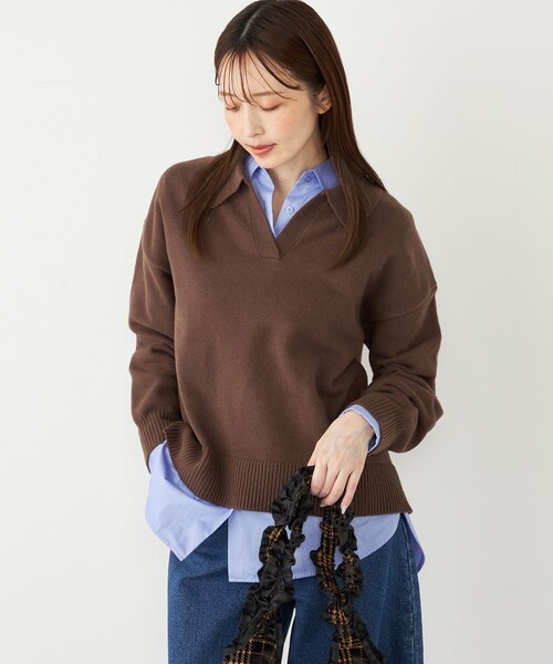 SHIPS Colors(シップス カラーズ)の「SHIPS Colors:〈手洗い可能〉フラッフィー スキッパー ニット◇(ニット/セーター・レディース・オフホワイト/オレンジ/ブラウン・ONE SIZE)」の20枚目の写真