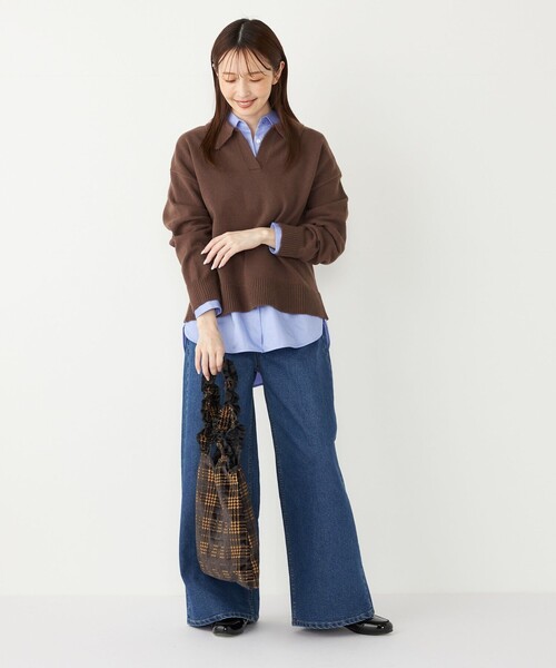 SHIPS Colors(シップス カラーズ)の「SHIPS Colors:〈手洗い可能〉フラッフィー スキッパー ニット◇(ニット/セーター・レディース・オフホワイト/オレンジ/ブラウン・ONE SIZE)」の21枚目の写真