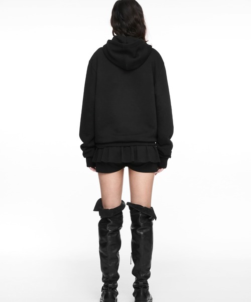 ブラック クロップド パーカー nache セール】NACHE/ナチェ/RUFFLE ZIP HOODIE BLACK（パーカー）｜NACHE