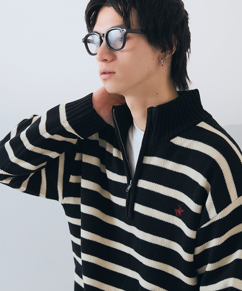 BEVERLY HILLS POLO CLUB(ビバリーヒルズポロクラブ)の「【BEVERLY HILLS POLO CLUB/ビバリーヒルズポロクラブ】ハーフジップニット(ニット/セーター・メンズ・ブラック/アイボリー/スミクロ・MEDIUM/LARGE/X-LARGE)」の3枚目の写真