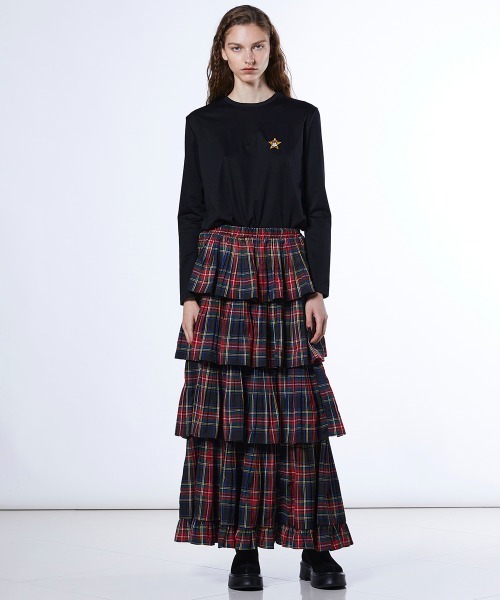セール】チェックティアードフリルスカート（スカート）｜DOUBLE