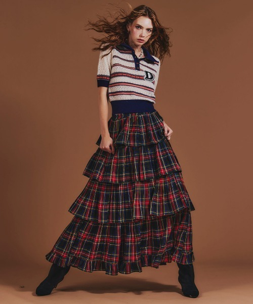 DOUBLE STANDARD CLOTHINGチェックティアードフリルスカート チェックティアードフリルスカート（スカート）｜DOUBLE STANDARD
