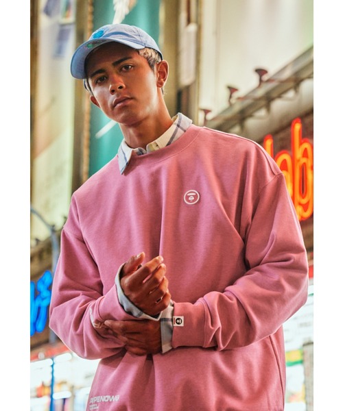 AAPE BY A BATHING APE(エーエイプバイアベイシングエイプ)の「AAPE NOW CREW NECK SWEAT(スウェット・メンズ・カーキ/ライトピンク/ライトブラック/ライトグリーン・X-LARGE/MEDIUM/SMALL/LARGE/XX-LARGE)」の5枚目の写真