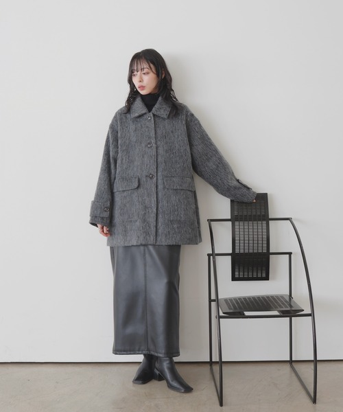 LIAN(リアン)の「ステンカラーシャギージャケットコート(ステンカラーコート・レディース・ブラウン/ベージュ/チャコールグレー/ブラック/アイボリー・FREE)」の18枚目の写真