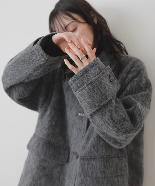 ステンカラーシャギージャケットコート（ステンカラーコート）｜LIAN