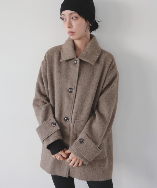 LIAN(リアン)の「ステンカラーシャギージャケットコート(ステンカラーコート・レディース・ブラウン/ベージュ/チャコールグレー/ブラック/アイボリー・FREE)」の15枚目の写真