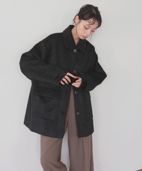 ステンカラーシャギージャケットコート（ステンカラーコート）｜LIAN
