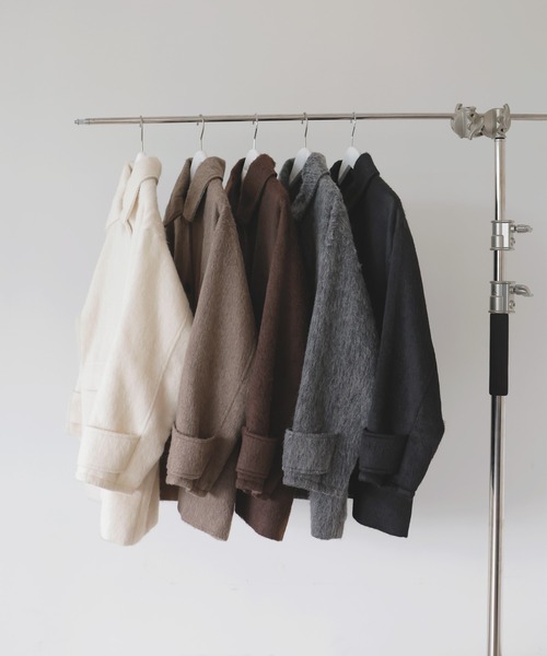 LIAN(リアン)の「ステンカラーシャギージャケットコート(ステンカラーコート・レディース・ブラウン/ベージュ/チャコールグレー/ブラック/アイボリー・FREE)」の12枚目の写真