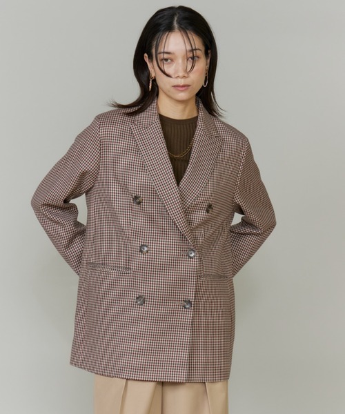INED（イネド）の「【三尋木奈保コラボ】オゾン防縮 ダブルブレストジャケット「Oggi11月号掲載」（テーラードジャケット・レディース・チェック/キャメル・7号/9号）」の4枚目の写真