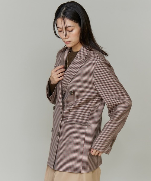INED（イネド）の「【三尋木奈保コラボ】オゾン防縮 ダブルブレストジャケット「Oggi11月号掲載」（テーラードジャケット・レディース・チェック/キャメル・7号/9号）」の7枚目の写真