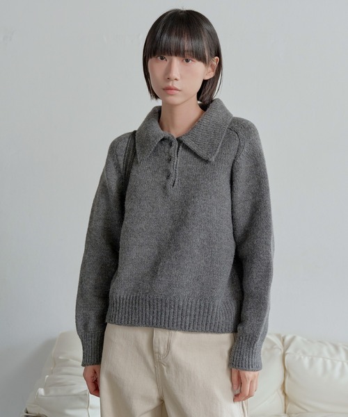 UNE MANSION(ユヌマンション)の「パウンドユニークカラーハーフオープンリブニット(ニット/セーター・レディース・ベビーピンク/アイボリー/チャコールグレー・FREE)」の1枚目の写真
