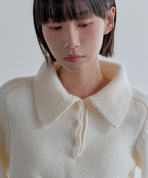 UNE MANSION(ユヌマンション)の「パウンドユニークカラーハーフオープンリブニット(ニット/セーター・レディース・ベビーピンク/アイボリー/チャコールグレー・FREE)」の8枚目の写真