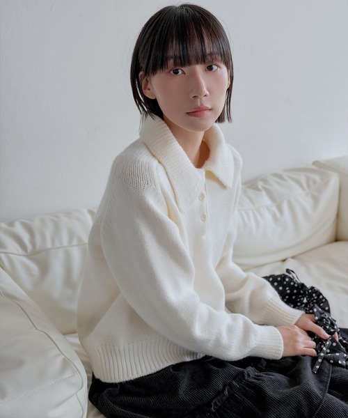 UNE MANSION(ユヌマンション)の「パウンドユニークカラーハーフオープンリブニット(ニット/セーター・レディース・ベビーピンク/アイボリー/チャコールグレー・FREE)」の14枚目の写真