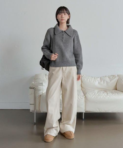 UNE MANSION(ユヌマンション)の「パウンドユニークカラーハーフオープンリブニット(ニット/セーター・レディース・ベビーピンク/アイボリー/チャコールグレー・FREE)」の15枚目の写真