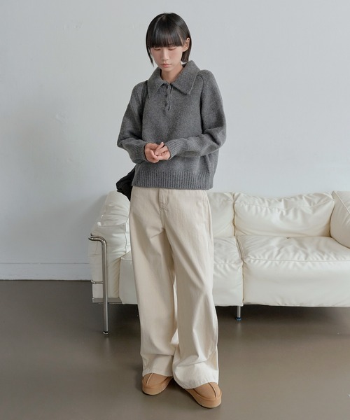 UNE MANSION(ユヌマンション)の「パウンドユニークカラーハーフオープンリブニット(ニット/セーター・レディース・ベビーピンク/アイボリー/チャコールグレー・FREE)」の16枚目の写真
