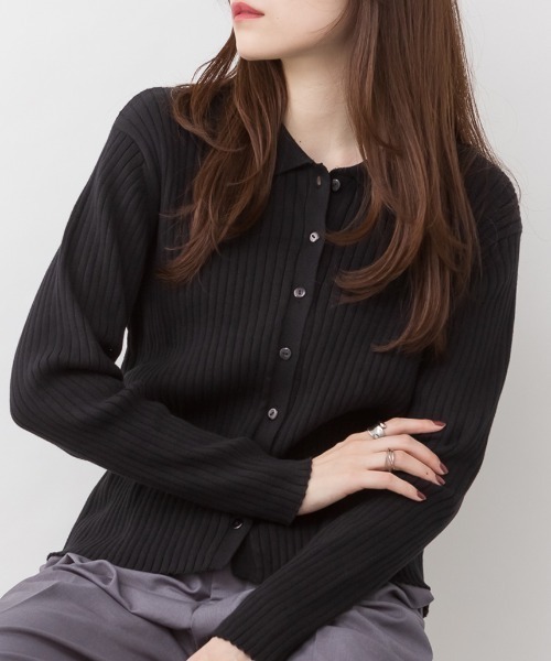 セール】リブポロニットカーディガン（カーディガン/ボレロ）｜RCD