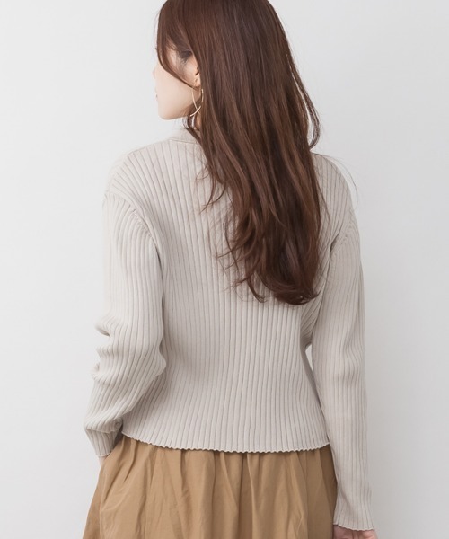 RCD(アールシーディー)の「リブポロニットカーディガン(カーディガン/ボレロ・レディース・ライトグレー/ブラック/グレイッシュベージュ・M-L/LL~3L/4L~5L)」の17枚目の写真