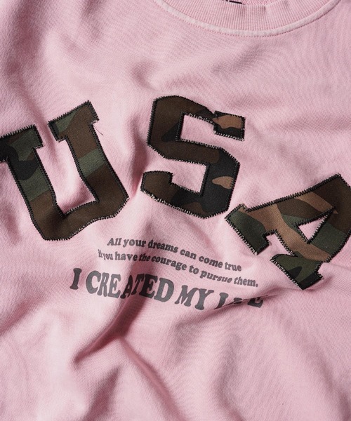 1111clothing（ワンフォークロージング）の「【セットアップ 対応】USAアップリケ ピグメントスウェット / USA Applique Pigment Sweatshirt（スウェット・メンズ・チャコールグレー/ネイビー/ピンク・M/L）」の14枚目の写真