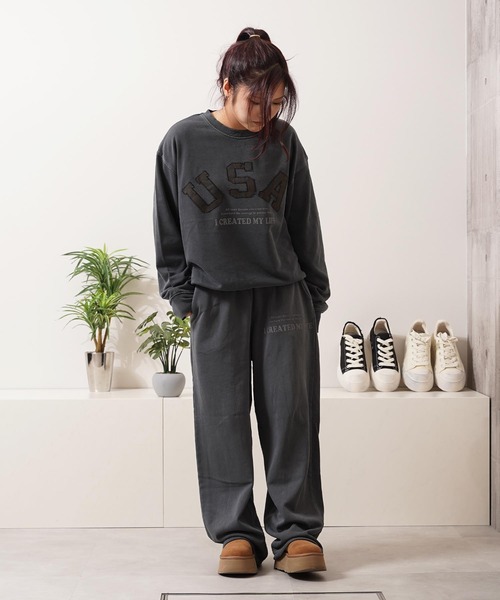 1111clothing（ワンフォークロージング）の「【セットアップ 対応】USAアップリケ ピグメントスウェット / USA Applique Pigment Sweatshirt（スウェット・メンズ・チャコールグレー/ネイビー/ピンク・M/L）」の22枚目の写真