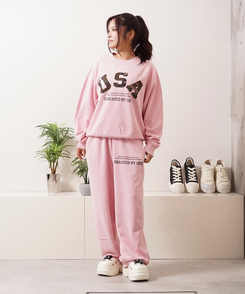 1111clothing（ワンフォークロージング）の「【セットアップ 対応】USAアップリケ ピグメントスウェット / USA Applique Pigment Sweatshirt（スウェット・メンズ・チャコールグレー/ネイビー/ピンク・M/L）」の8枚目の写真
