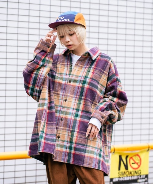 BEVERLY HILLS POLO CLUB（ビバリーヒルズポロクラブ）の「【BEVERLY HILLS POLO CLUB/ビバリーヒルズポロクラブ】シャギーチェックジャケット（その他アウター・レディース・パープル/グレー/ブラウン/レッド・MEDIUM）」の21枚目の写真