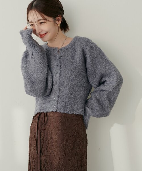 natural couture(ナチュラルクチュール)の「【natural couture】クロップドカーディガン(カーディガン/ボレロ・レディース・グレー/オフホワイト/ピンク・FREE)」の13枚目の写真