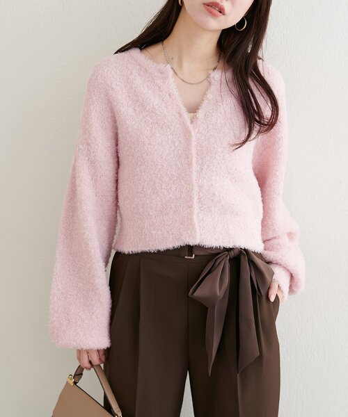 natural couture(ナチュラルクチュール)の「【natural couture】クロップドカーディガン(カーディガン/ボレロ・レディース・グレー/オフホワイト/ピンク・FREE)」の5枚目の写真