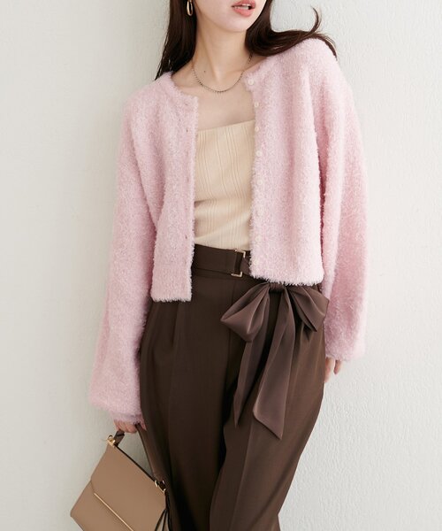 natural couture(ナチュラルクチュール)の「【natural couture】クロップドカーディガン(カーディガン/ボレロ・レディース・グレー/オフホワイト/ピンク・FREE)」の6枚目の写真