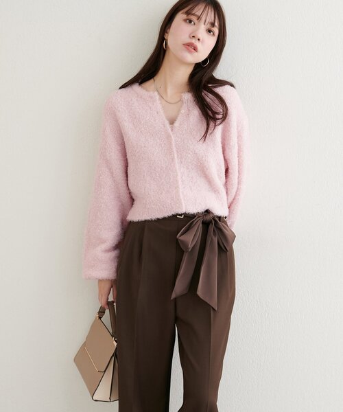 natural couture(ナチュラルクチュール)の「【natural couture】クロップドカーディガン(カーディガン/ボレロ・レディース・グレー/オフホワイト/ピンク・FREE)」の7枚目の写真