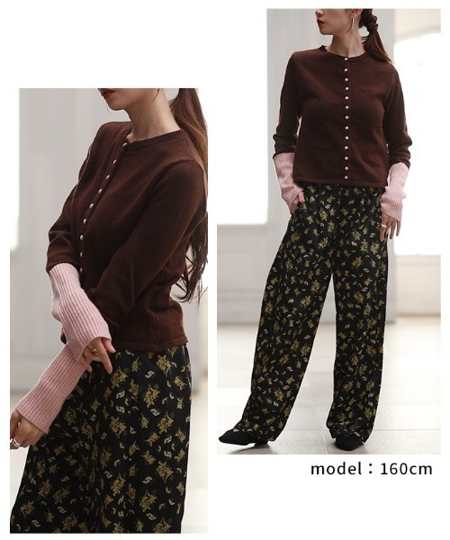 Sawa a la mode（サワアラモード）の「配色スリーブニットカーディガン（カーディガン/ボレロ・レディース・ブラウン/グレー・FREE）」の16枚目の写真