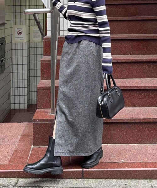 fredy emue（フレディエミュ）の「《セットアップ対応》ツィードタイトスカート（スカート・レディース・ダークブラウン/チャコールグレー・38/36）」の2枚目の写真