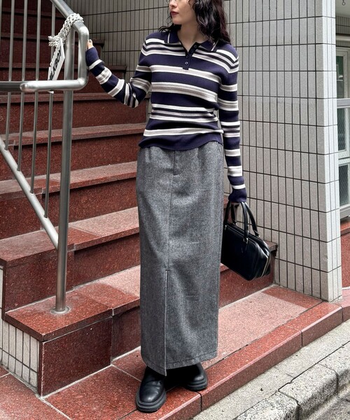 fredy emue（フレディエミュ）の「《セットアップ対応》ツィードタイトスカート（スカート・レディース・ダークブラウン/チャコールグレー・38/36）」の3枚目の写真